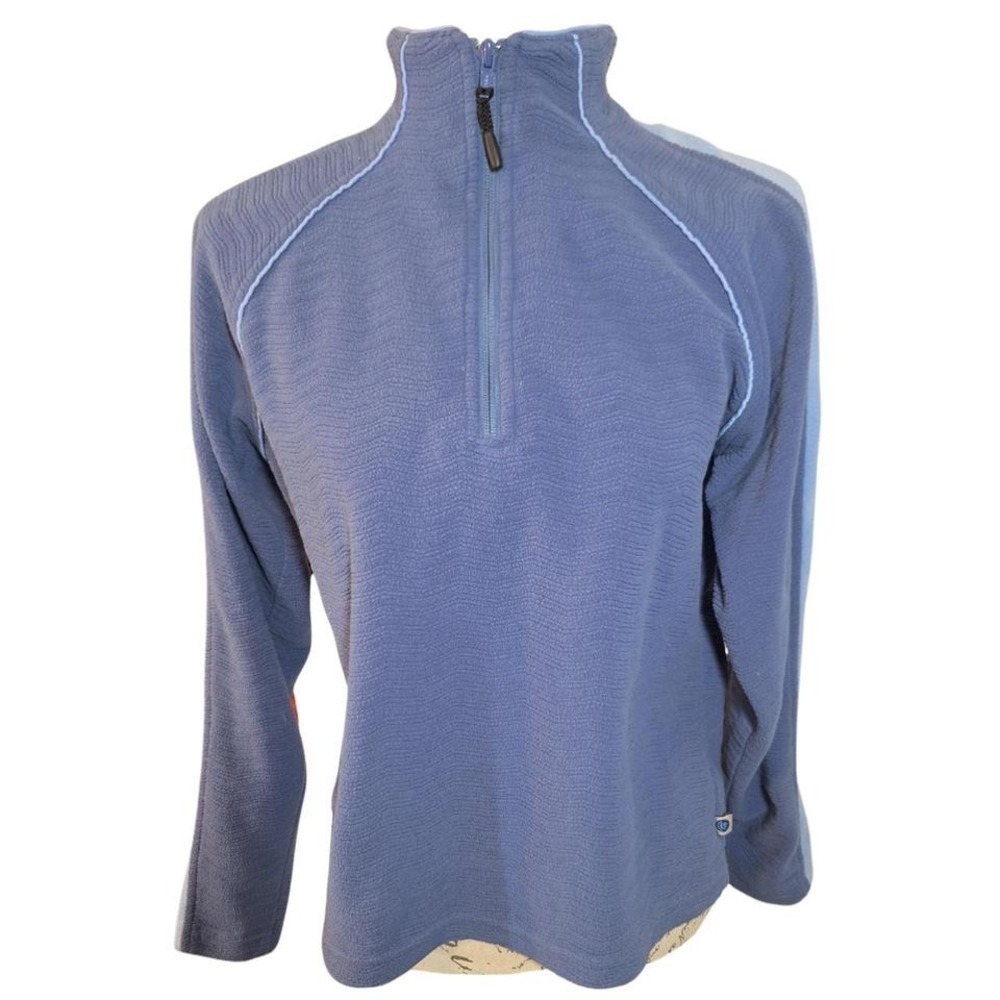Columbia Womens 1/4 Zip Fleece Medium Convert Striped Long‎ Sleeve Pullover Blue